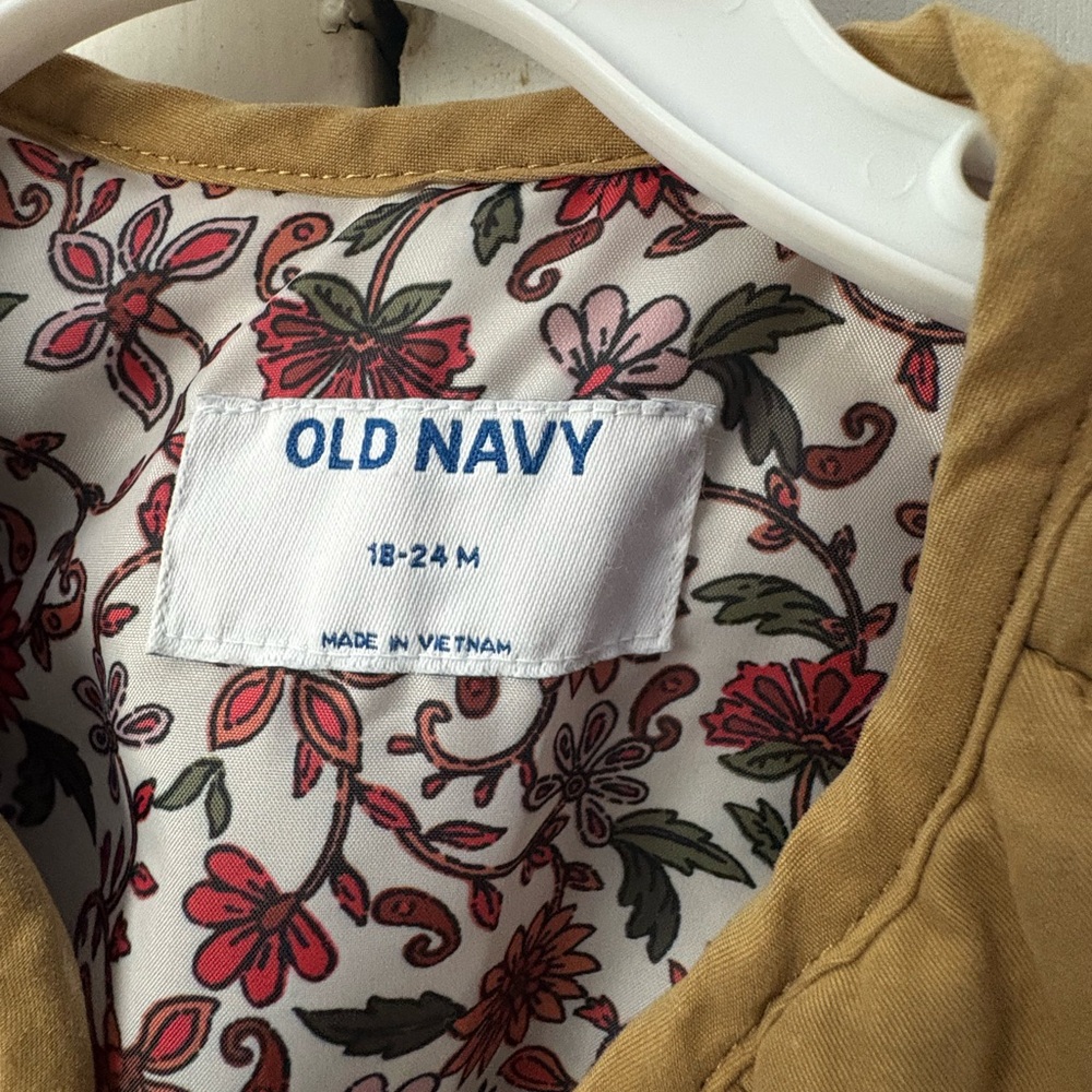 Old Navy Tan Jacket with Floral Lining - Picture 2 of 3